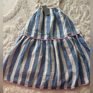 Miki Miette Kids Toddler Sundress  100% Cotton Size 2T Striped Blue White NWT